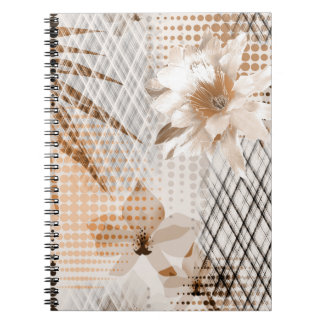 Carnet Motif tropicale grise, beige.
