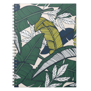 Carnet Motif tropicale sans couture avec feuilles bananie