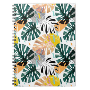 Carnet Motif tropicale sans couture. Feuilles verts d'un 