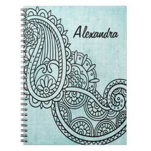 Carnet Motif Turquoise Mehndi