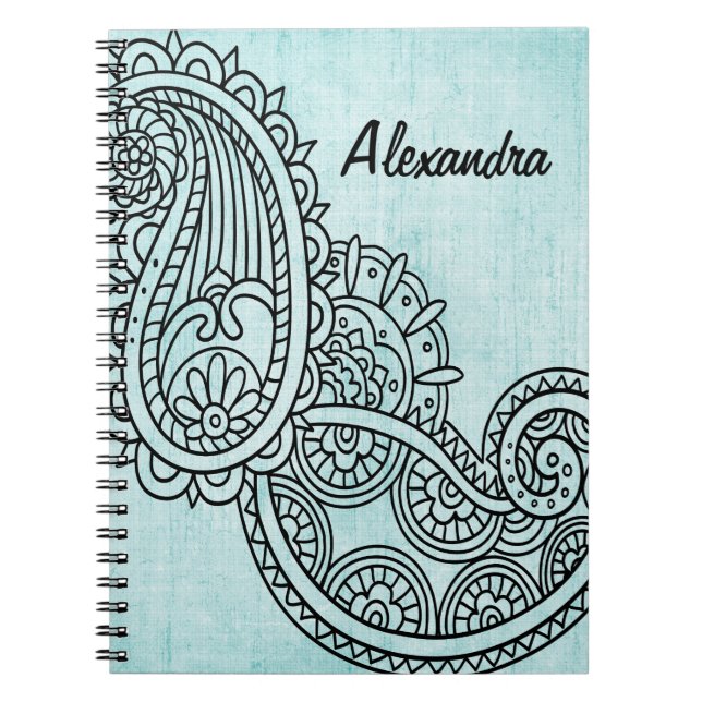 Carnet Motif Turquoise Mehndi (Devant)