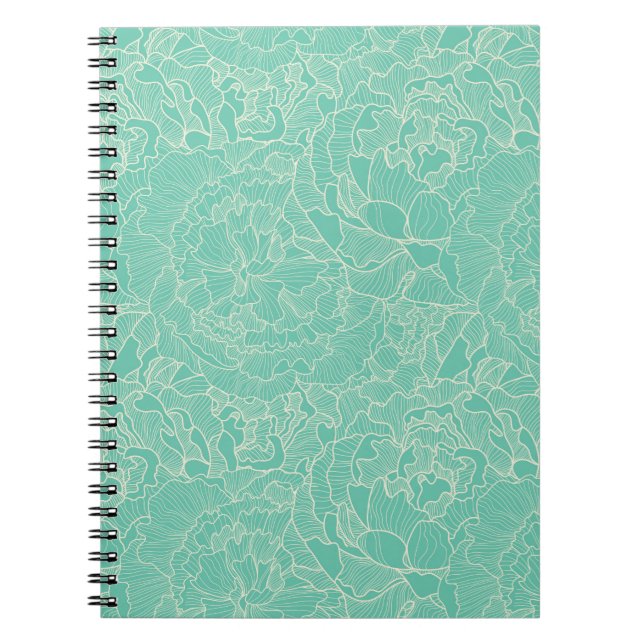 Carnet Motif Turquoise Peony (Devant)