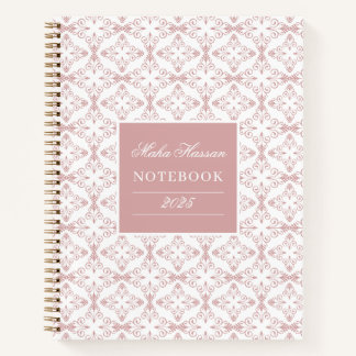 Carnet Motif vectoriel rose poussiéreux & nom personnalis