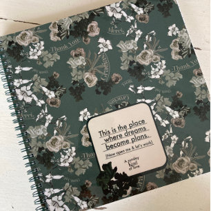 Carnet motif vert Merci
