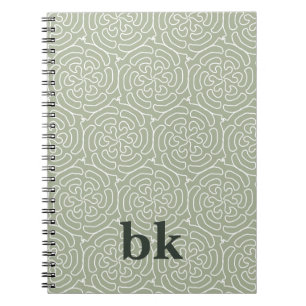 Carnet Motif vert sauge moderne monogrammé