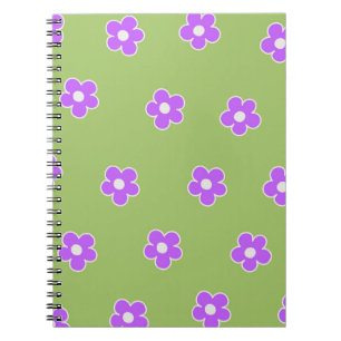 Carnet Motif vert violet rétro Y2K