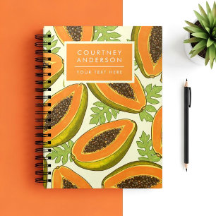 Carnet Motif vibrant de papaye tropicale et de feuilles
