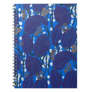 Carnet motif vintage art déco bleu abstrait transparent