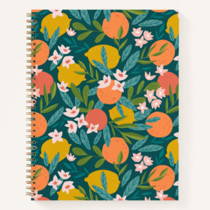 Carnet Motif vintage en fleurs d'orange et de citron