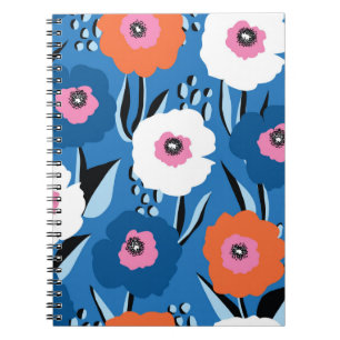 Carnet Motif vintage sans couture grand rouge blanc et bl
