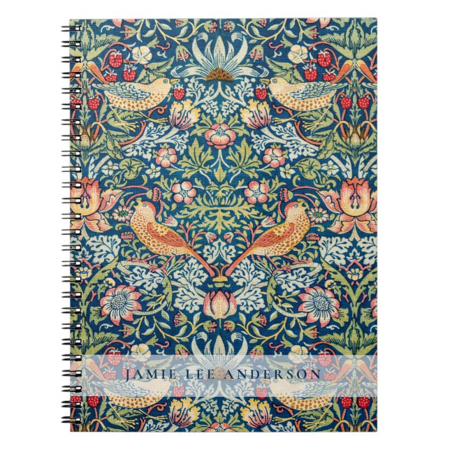 Carnet Motif William Morris Birds de marque personnalisée (Devant)