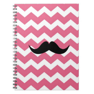 Carnet Motif zigzag chevron rose moustache noire chic