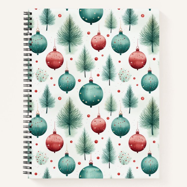 Carnet Motifs de Noël verts et rouges - (Devant)