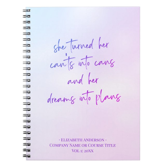 Carnet Motivationnel Purple Girl Script (Devant)