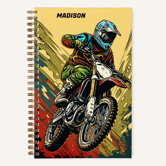 Carnet Motocross de nom personnalisé (Recto)