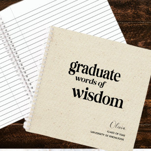 Carnet Mots modernes élégants Sagesse Graduation