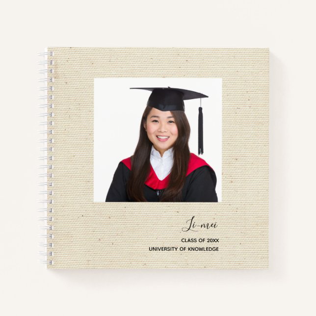 Carnet Mots modernes élégants Sagesse Photo Graduation (Devant)
