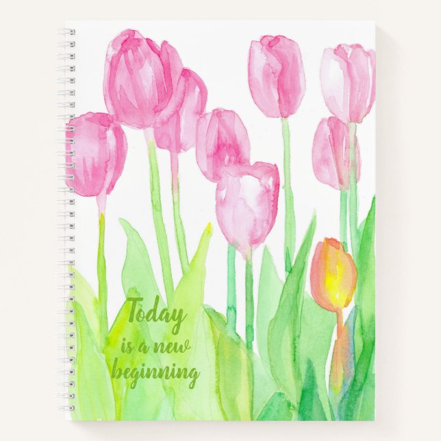 Carnet Mots Positifs Inspirationnels Tulipes Personnalisé (Devant)