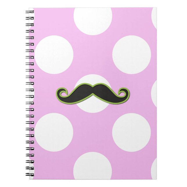 Carnet Moustache verte, Moustache boule, Stache, Pois (Devant)