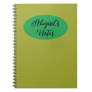 Carnet Moutarde Minimaliste & Vert Personnalisé Avec Nom