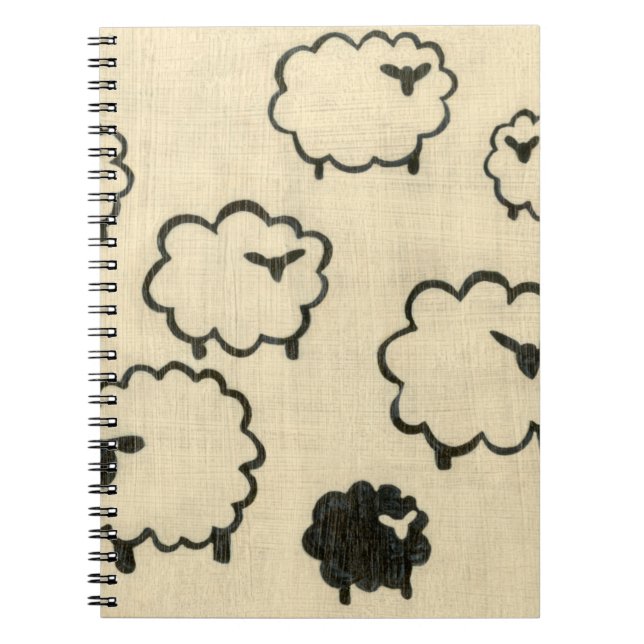 Carnet Mouton blanc et noir sur Arrière - plan crème (Devant)
