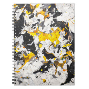 Carnet Mouvement Abstrait noir jaune gras