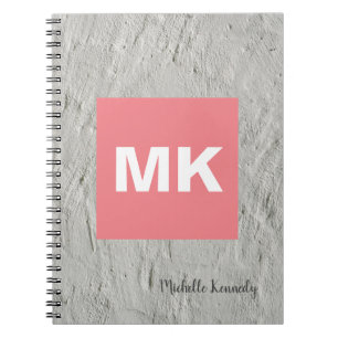 Carnet Mur professionnel moderne monogrammé rose gris