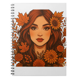 Carnet Muse d'automne - Femme aux fleurs d'automne