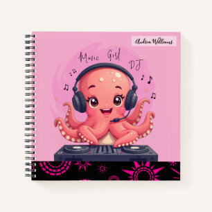 Carnet Music Girl, Happy Chick Smiling Octopus DJ