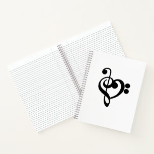 Carnet Musicien Musique Cœur - Clé de Sol Clé de Fa