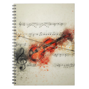 Carnet Musique de feuille d'aquarelle et violon