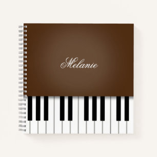 Carnet Musique de piano marron foncé Clavier Personnalisé