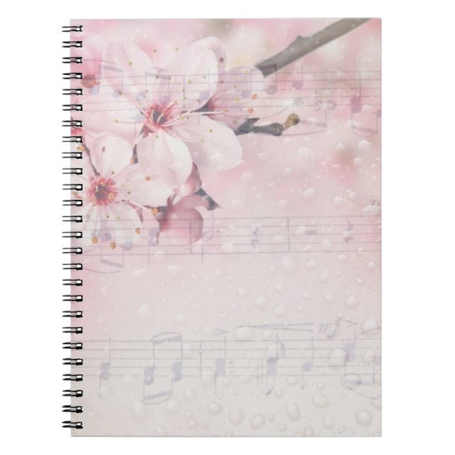 Carnet Musique florale rose (Devant)