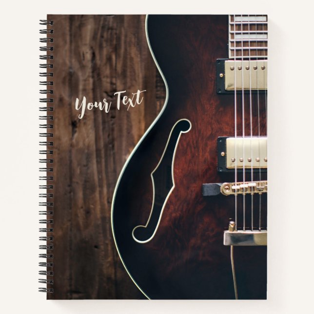 Carnet Musique guitare en bois foncé (Devant)