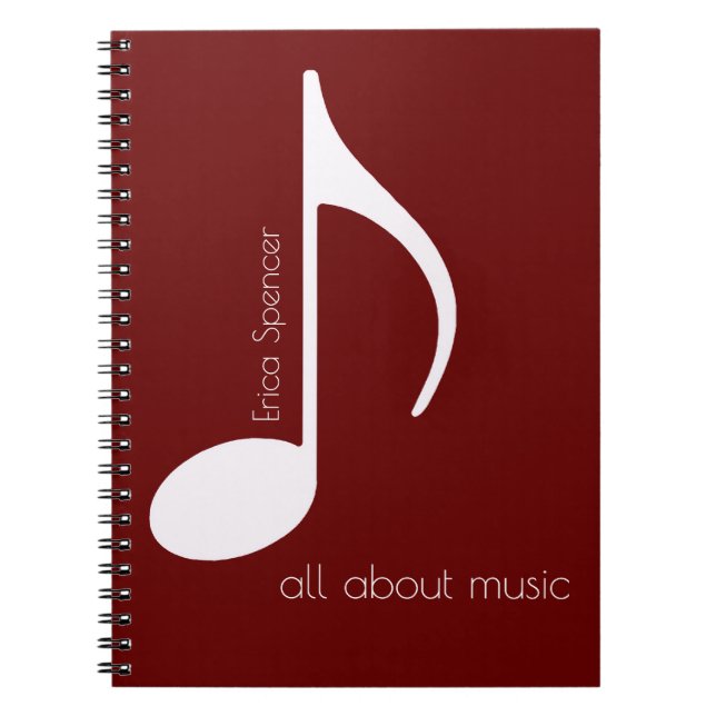 Carnet Musique Note Rouge, leçons de musique (Devant)