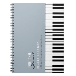 Carnet Musique Piano Enseignant Élégant Dusty Blue
