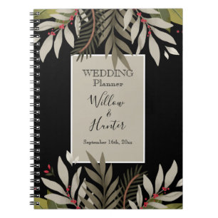 Carnet Muted Botanicals on Black Wedding Planner