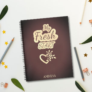 Carnet My Fresh Start moderne tendance Maroon rouge et be