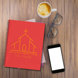 Carnet My little church book Coral Red personalized 