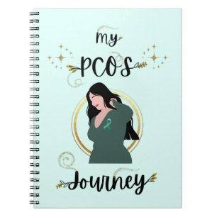Carnet My PCOS Journey - Woman With Teal Ribbon Gold