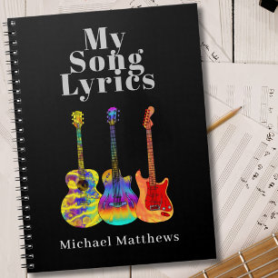 Carnet My Song Lyrics Guitare Musicien Personnalisé