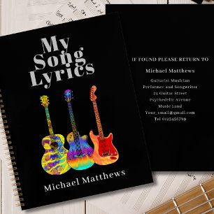 Carnet My Song Lyrics Guitare Musicien Personnalisé