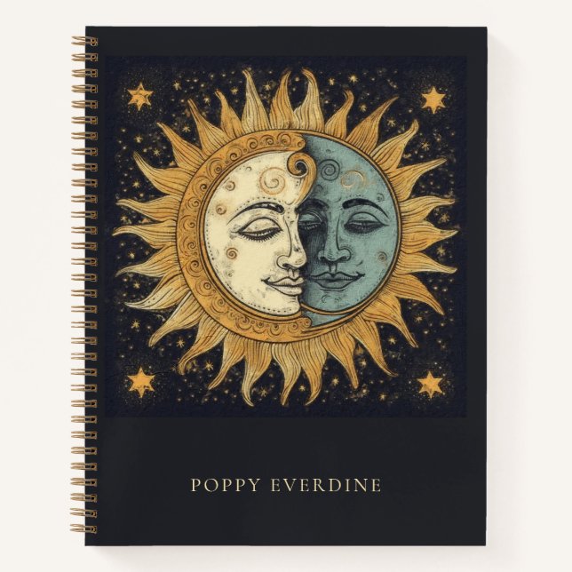 Carnet Mystique Céleste Face Solaire Personnalisée (Devant)