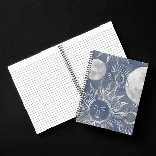 Carnet Mystique solaire Dusty Blue Silver Moon Stars So