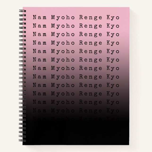 Carnet Nam Myoho Renge Kyo Gradient rose noir (Devant)