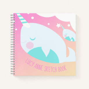 Carnet Narwhale Ombre Pastel Dessin arc-en-ciel