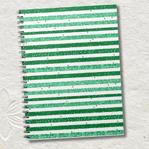 Carnet Nature Vert Blanc Rayures Pailletées Horizontales