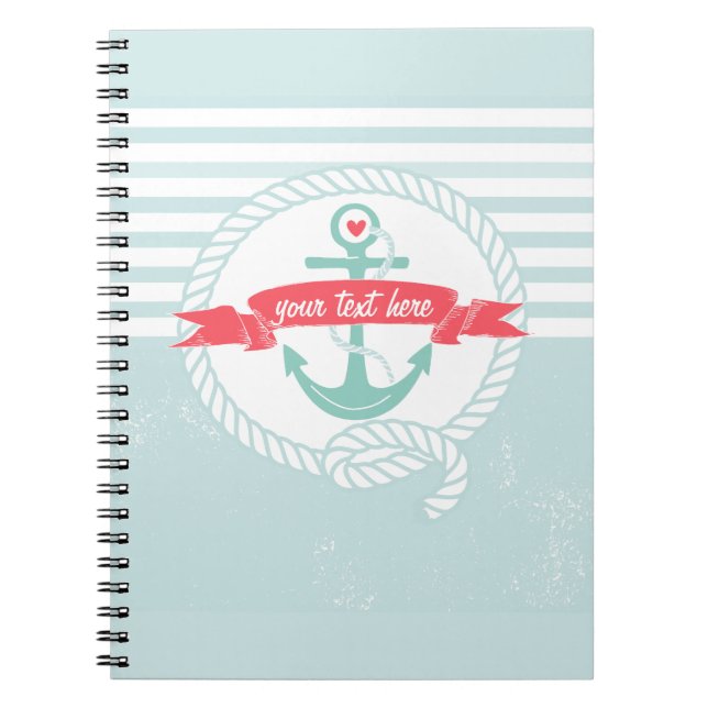 Carnet nautique de rayures d'Ancre bleue rustique (Devant)