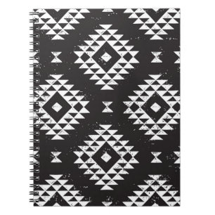 Carnet Navajo Géométrique : Tribal Blanc Noir.