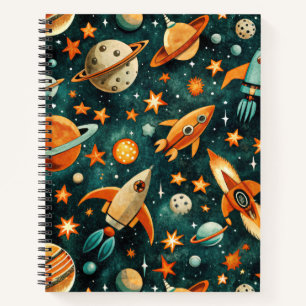 Carnet Navires-fusée vintages pour engins spatiaux Motif